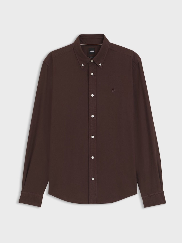Коричневый - BOSS Regular Fit Button Down Oxford Shirt - Изображение 1 1