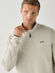 BOSS Natural Regular Fit Ever Quarter Zip Jumper - Image 3 of 4