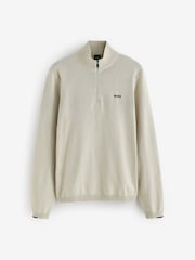 BOSS Natural Regular Fit Ever Quarter Zip Jumper - Image 4 of 4