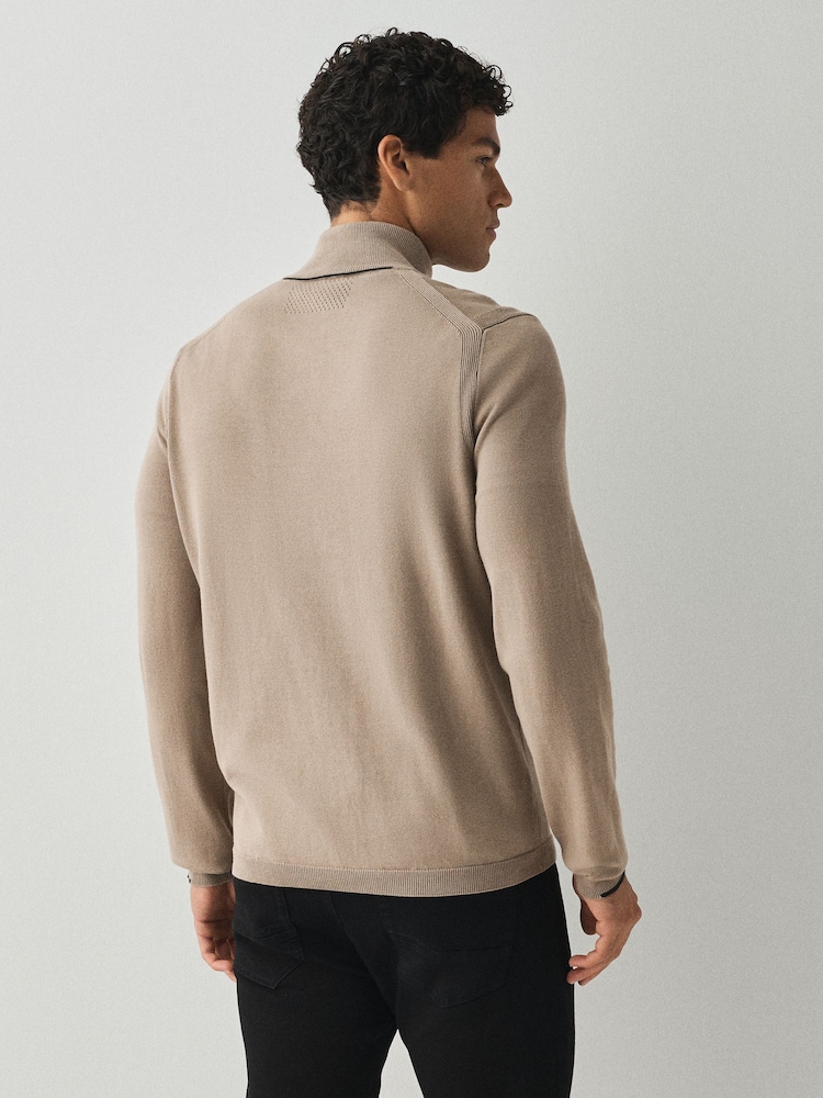 BOSS Beige Regular Fit Ever Quarter Zip Jumper - Image 2 of 7 BOSS Beige Regular Fit Ever Quarter Zip Jumper - Image 2 of 7