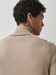BOSS Beige Regular Fit Ever Quarter Zip Jumper - Image 4 of 7