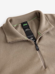 BOSS Beige Regular Fit Ever Quarter Zip Jumper - Image 6 of 7