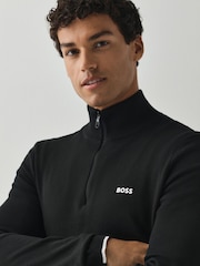 Melns - BOSS Regular Fit Ever džemperis ar ceturtdaļas rāvējslēdzēju - Attēls 4 no 6