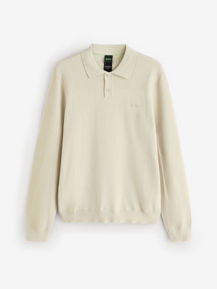 BOSS Natural Regular Fit Momentum Knitted Polo Shirt - Image 1 of 1 BOSS Natural Regular Fit Momentum Knitted Polo Shirt - Image 1 of 1
