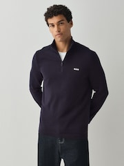 BOSS Blue Regular Fit Ever Quarter Zip Jumper - Image 1 of 8