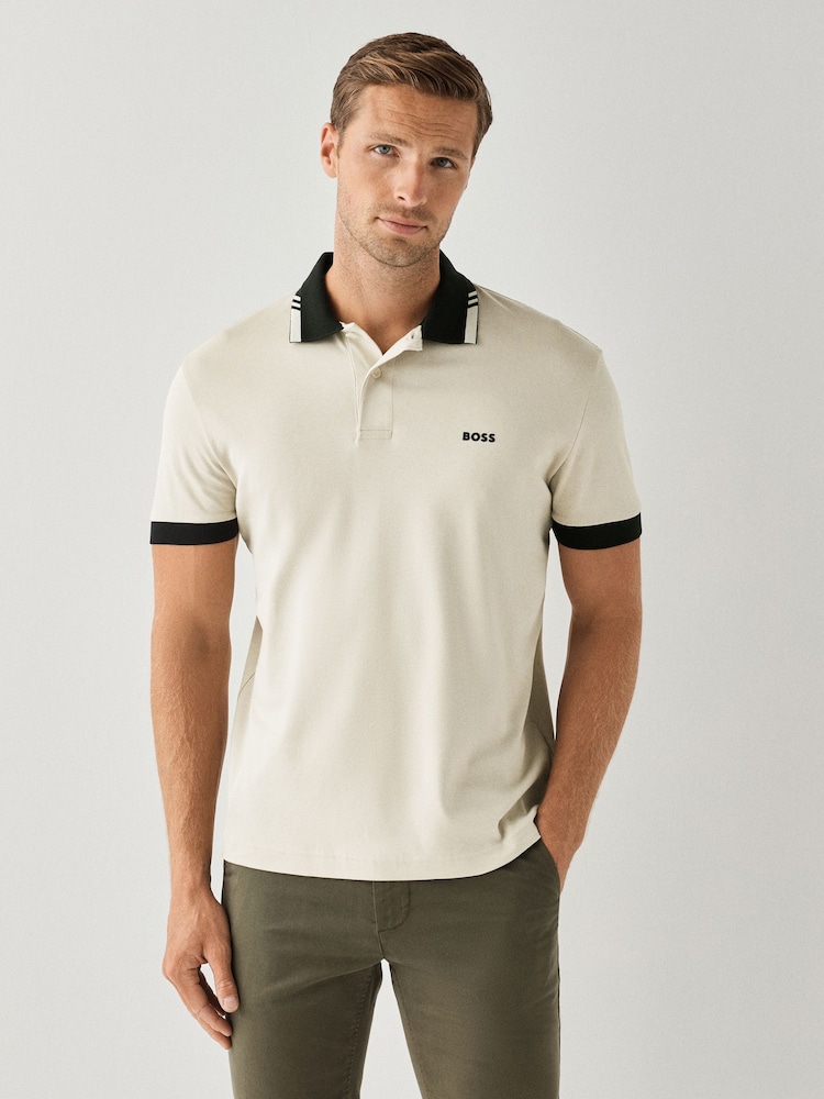 BOSS Natural Regular Fit Network Paule Polo Golf Shirt - Image 1 of 3 BOSS Natural Regular Fit Network Paule Polo Golf Shirt - Image 1 of 3