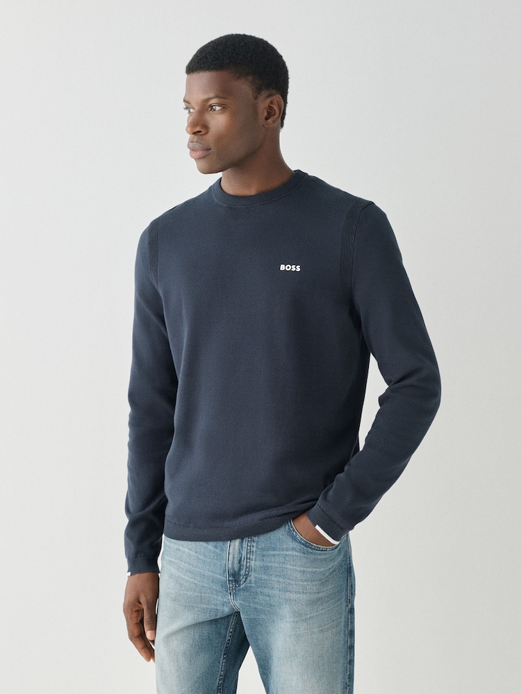 BOSS Blue Regular Fit Ever Crew Neck Jumper - Image 1 of 3