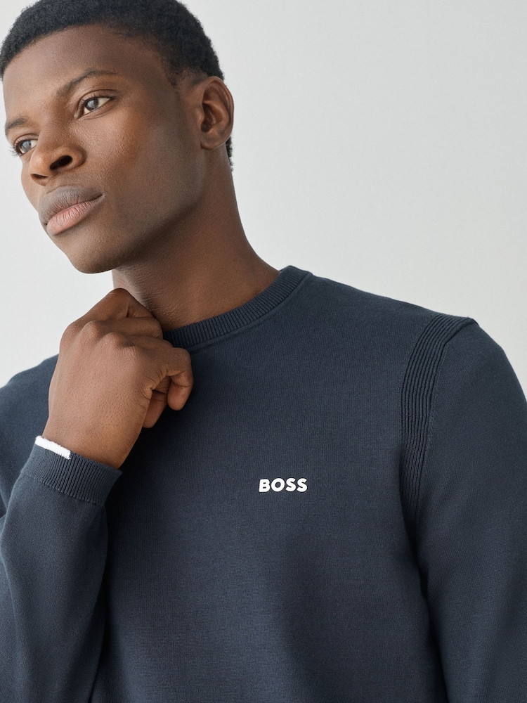 BOSS Blue Regular Fit Ever Crew Neck Jumper - Image 3 of 3