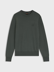 BOSS Dark Green Regular Fit Kanovano Crew Neck Logo Jumper - Image 1 of 1