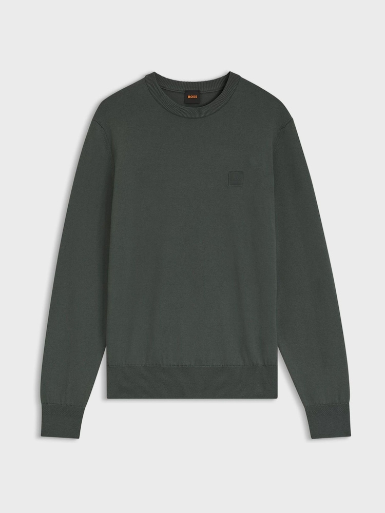 BOSS Dark Green Regular Fit Kanovano Crew Neck Logo Jumper - Image 1 of 1 BOSS Dark Green Regular Fit Kanovano Crew Neck Logo Jumper - Image 1 of 1