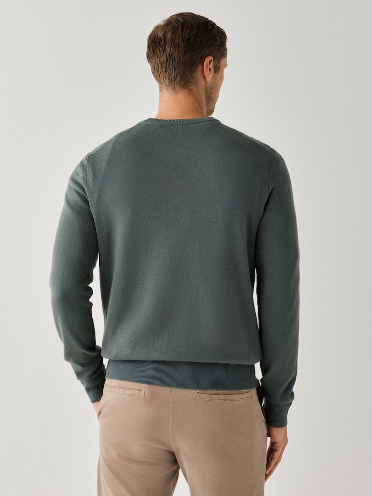 BOSS Dark Green Regular Fit Kanovano Crew Neck Logo Jumper - Image 2 of 4