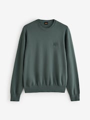 BOSS Dark Green Regular Fit Kanovano Crew Neck Logo Jumper - Image 4 of 4