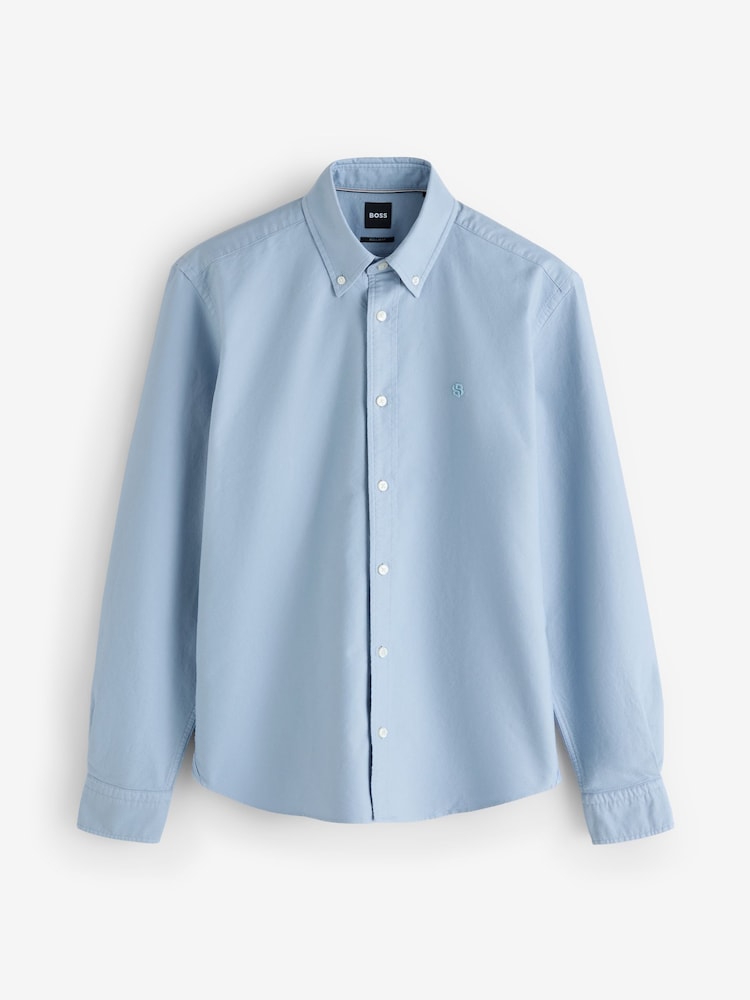 Синий - BOSS Regular Fit Button Down Oxford Shirt - Изображение 1 1