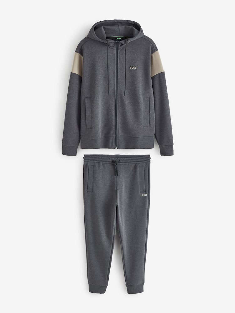 BOSS Grey Regular Fit Panel Detail Tracksuit - Image 1 of 3 BOSS Grey Regular Fit Panel Detail Tracksuit - Image 1 of 3