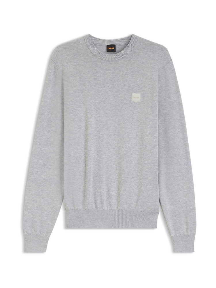 Grau - BOSS Kanovano Pullover mit Rundhals und Logo in Normale Passform - Bild 1 von 1 Grau - BOSS Kanovano Pullover mit Rundhals und Logo in Normale Passform - Bild 1 von 1