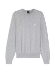 BOSS Grey Regular Fit Kanovano Crew Neck Cotton Cashmere Logo Jumper - Image 4 of 4