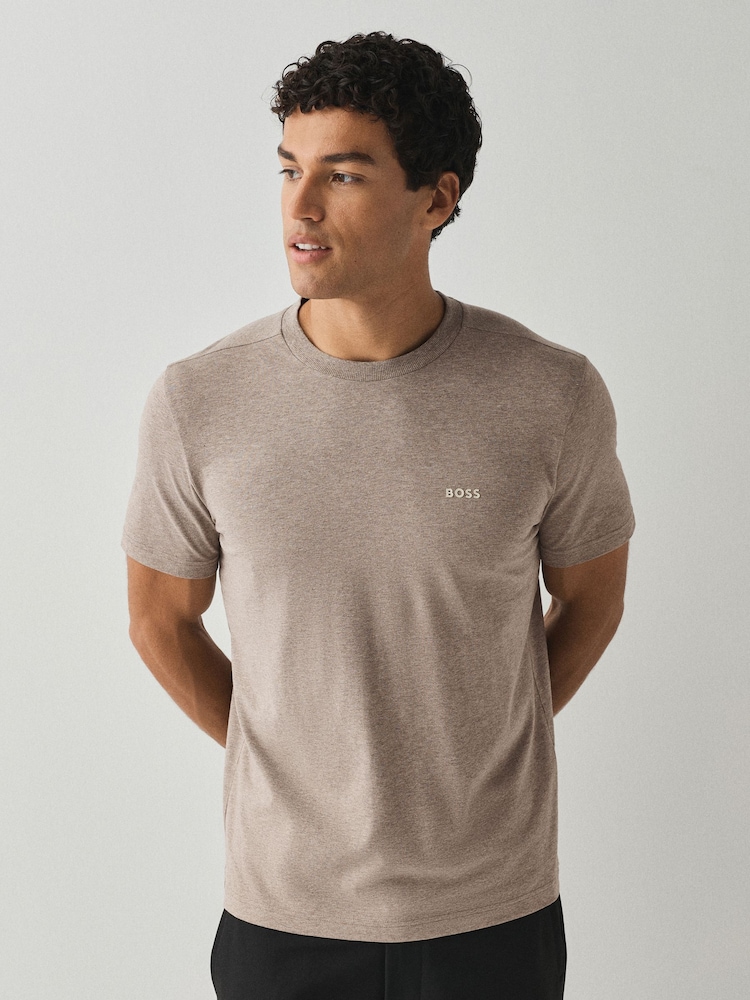 BOSS Beige Regular Fit Logo T-Shirt - Image 1 of 4 BOSS Beige Regular Fit Logo T-Shirt - Image 1 of 4