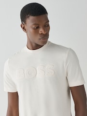 BOSS White Regular Fit Thompson Logo T-Shirt - Image 3 of 4