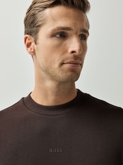 BOSS Brown Regular Fit Logo Crew Neck Sweat Top - Image 3 of 4