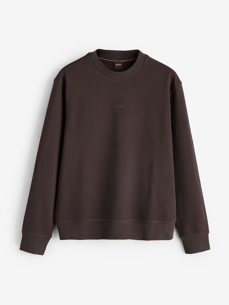BOSS Brown Regular Fit Logo Crew Neck Sweat Top - Image 4 of 4 BOSS Brown Regular Fit Logo Crew Neck Sweat Top - Image 4 of 4