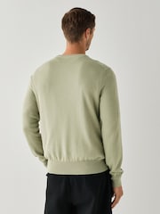 BOSS Green Regular Fit Kanovano Crew Neck Cotton Cashmere Logo Jumper - Image 2 of 4