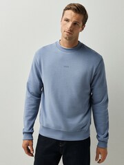 BOSS Blue Regular Fit Logo Crew Neck Sweat Top - Image 1 of 4