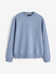 BOSS Blue Regular Fit Logo Crew Neck Sweat Top - Image 4 of 4
