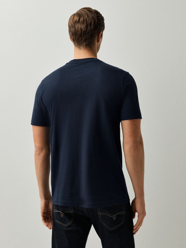BOSS Navy Blue Regular Fit Graphic Logo T-Shirt - Image 2 of 4 BOSS Navy Blue Regular Fit Graphic Logo T-Shirt - Image 2 of 4