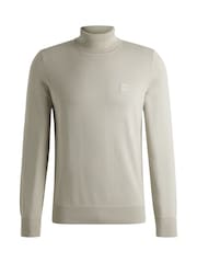 BOSS Natural Regular Fit Roll Neck Logo Jumper - Image 1 of 1