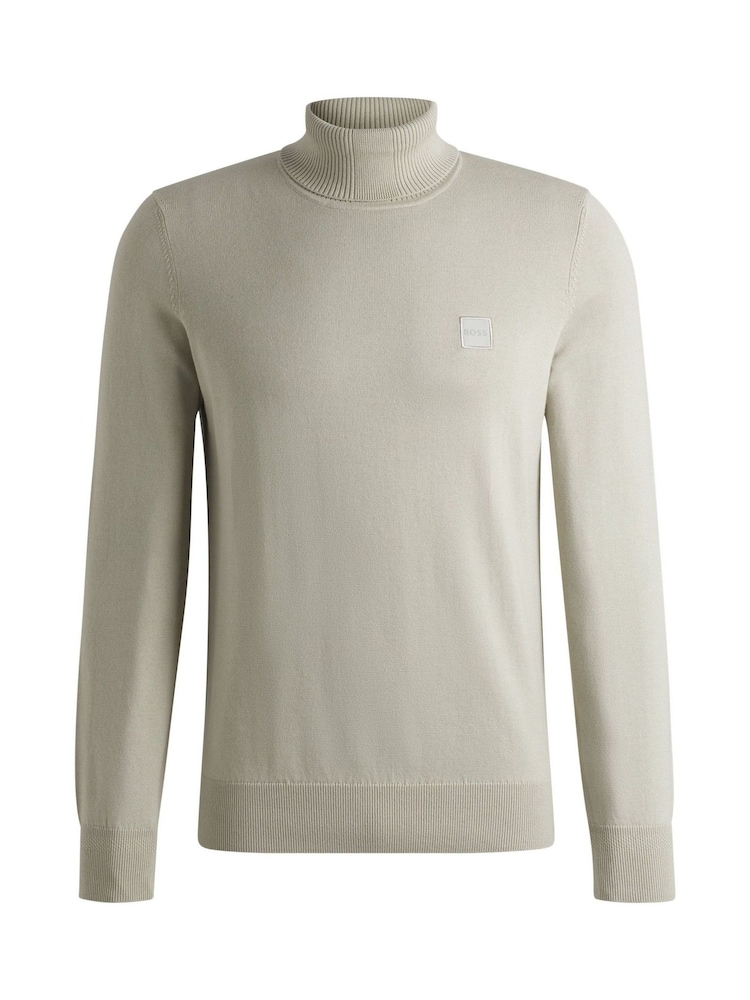 BOSS Natural Regular Fit Roll Neck Logo Jumper - Image 1 of 1 BOSS Natural Regular Fit Roll Neck Logo Jumper - Image 1 of 1