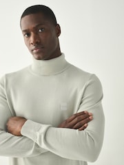 BOSS Natural Regular Fit Roll Neck Logo Jumper - Image 3 of 4