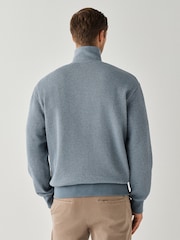 BOSS Blue Regular Fit Quarter Zip Sweat Top - Image 2 of 3