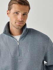 BOSS Blue Regular Fit Quarter Zip Sweat Top - Image 3 of 3