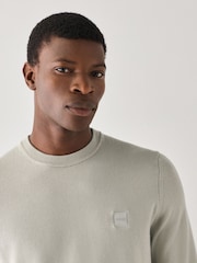 BOSS Natural Regular Fit Kanovano Crew Neck Logo Jumper - Image 3 of 4