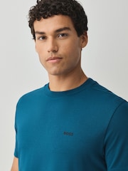 BOSS Teal Blue Regular Fit Logo T-Shirt - Image 3 of 4
