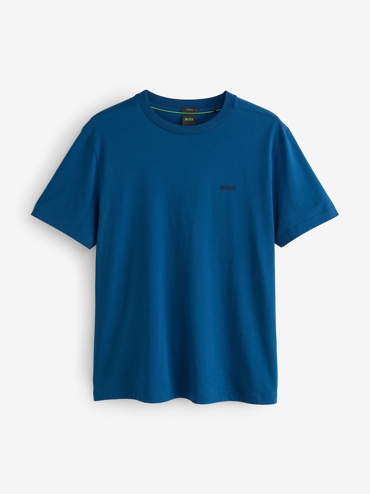 BOSS Teal Blue Regular Fit Logo T-Shirt - Image 4 of 4 BOSS Teal Blue Regular Fit Logo T-Shirt - Image 4 of 4
