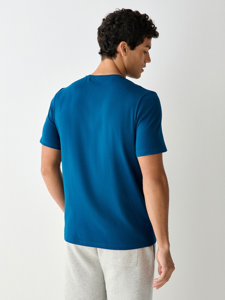 BOSS Blue Stretch Cotton T-Shirt - Image 2 of 4 BOSS Blue Stretch Cotton T-Shirt - Image 2 of 4