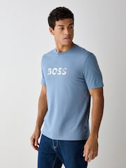 BOSS Blue Regular Fit Graphic Logo T-Shirt - Image 1 of 4