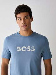BOSS Blue Regular Fit Graphic Logo T-Shirt - Image 3 of 4