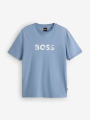 BOSS Blue Regular Fit Graphic Logo T-Shirt - Image 4 of 4