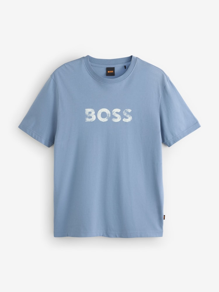 BOSS Blue Regular Fit Graphic Logo T-Shirt - Image 4 of 4