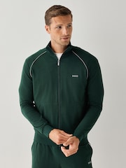 Grün - BOSS Sweatjacke in normaler Passform mit Logo und durchgehendem Reißverschluss - Bild 1 von 4
