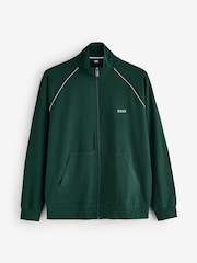 Grün - BOSS Sweatjacke in normaler Passform mit Logo und durchgehendem Reißverschluss - Bild 4 von 4