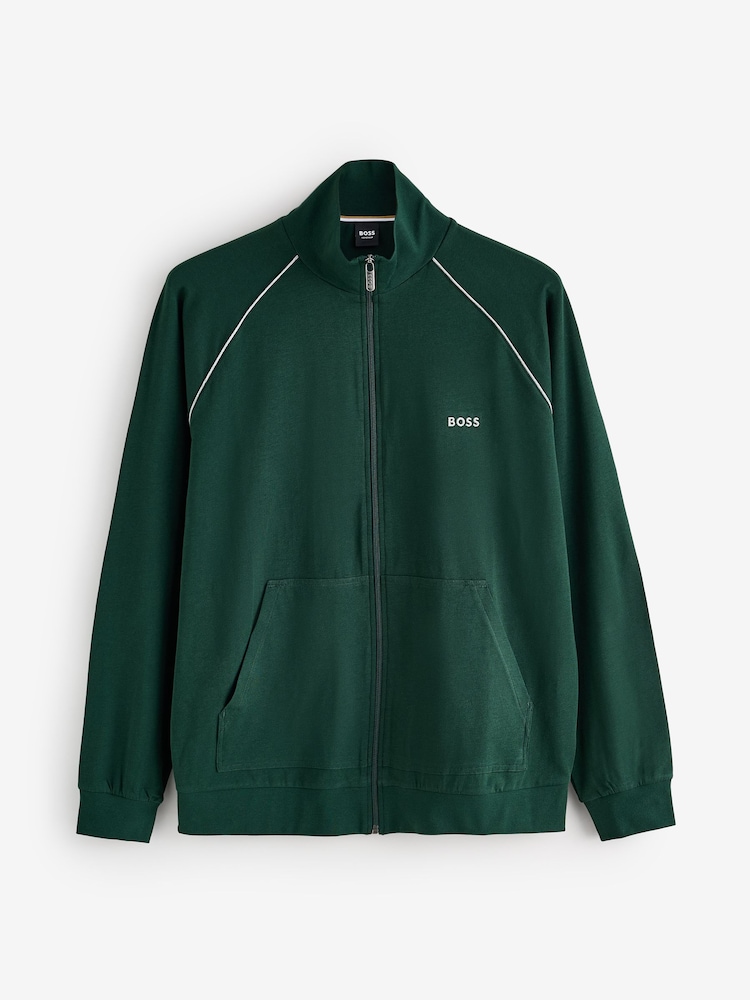Grün - BOSS Sweatjacke in normaler Passform mit Logo und durchgehendem Reißverschluss - Bild 4 von 4