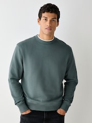 BOSS Teal Green Regular Fit Logo Crew Neck Sweat Top - Image 1 of 4