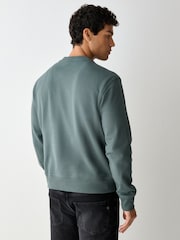 BOSS Teal Green Regular Fit Logo Crew Neck Sweat Top - Image 2 of 4