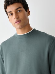 BOSS Teal Green Regular Fit Logo Crew Neck Sweat Top - Image 3 of 4