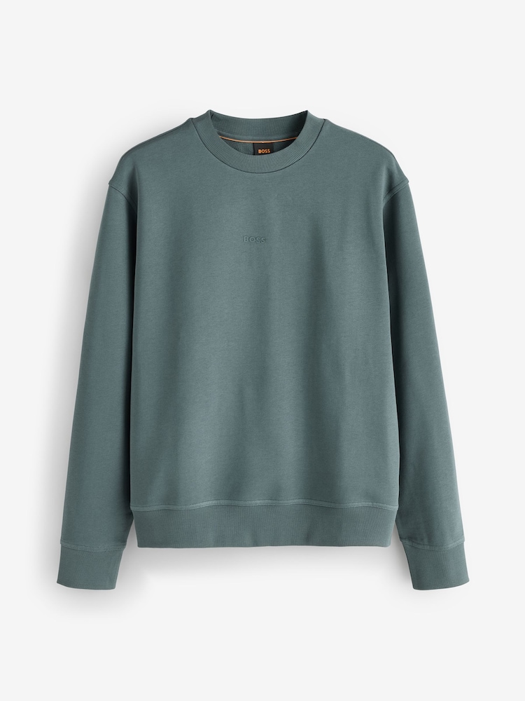 BOSS Teal Green Regular Fit Logo Crew Neck Sweat Top - Image 4 of 4 BOSS Teal Green Regular Fit Logo Crew Neck Sweat Top - Image 4 of 4