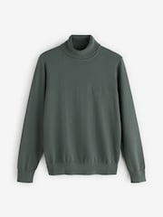 ירוק - BOSS Regular Fit Roll Neck Logo Jumper - תמונה 1 מתוך 1