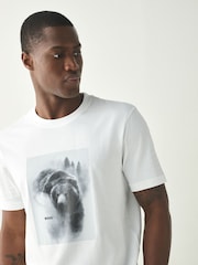 BOSS White Regular Fit Graphic Logo T-Shirt - Image 3 of 4
